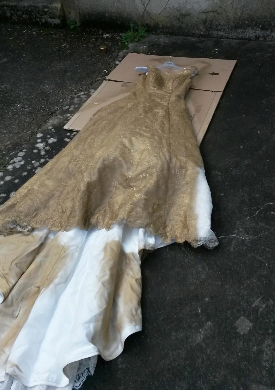 dress partially sprayed