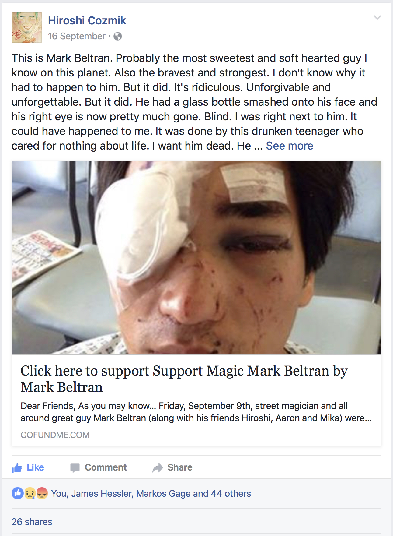 Magic Mark's Crowdfunding Campaign after losing an eye